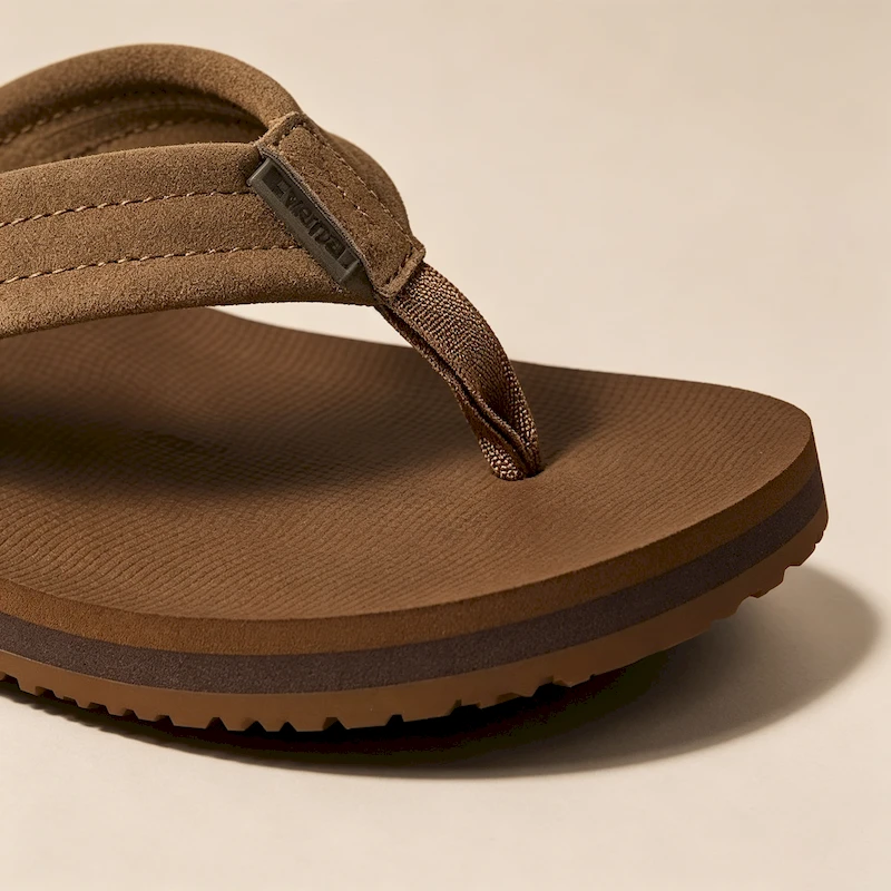 Men's leather flip flops with anti-slip rubber outsole design